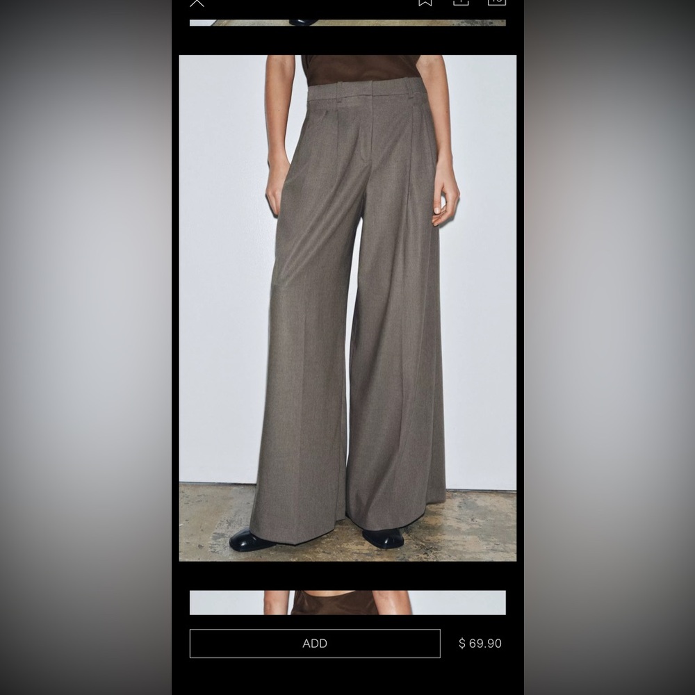 Zara Women's Wide Leg Brown Pants - Picture 10 of 14